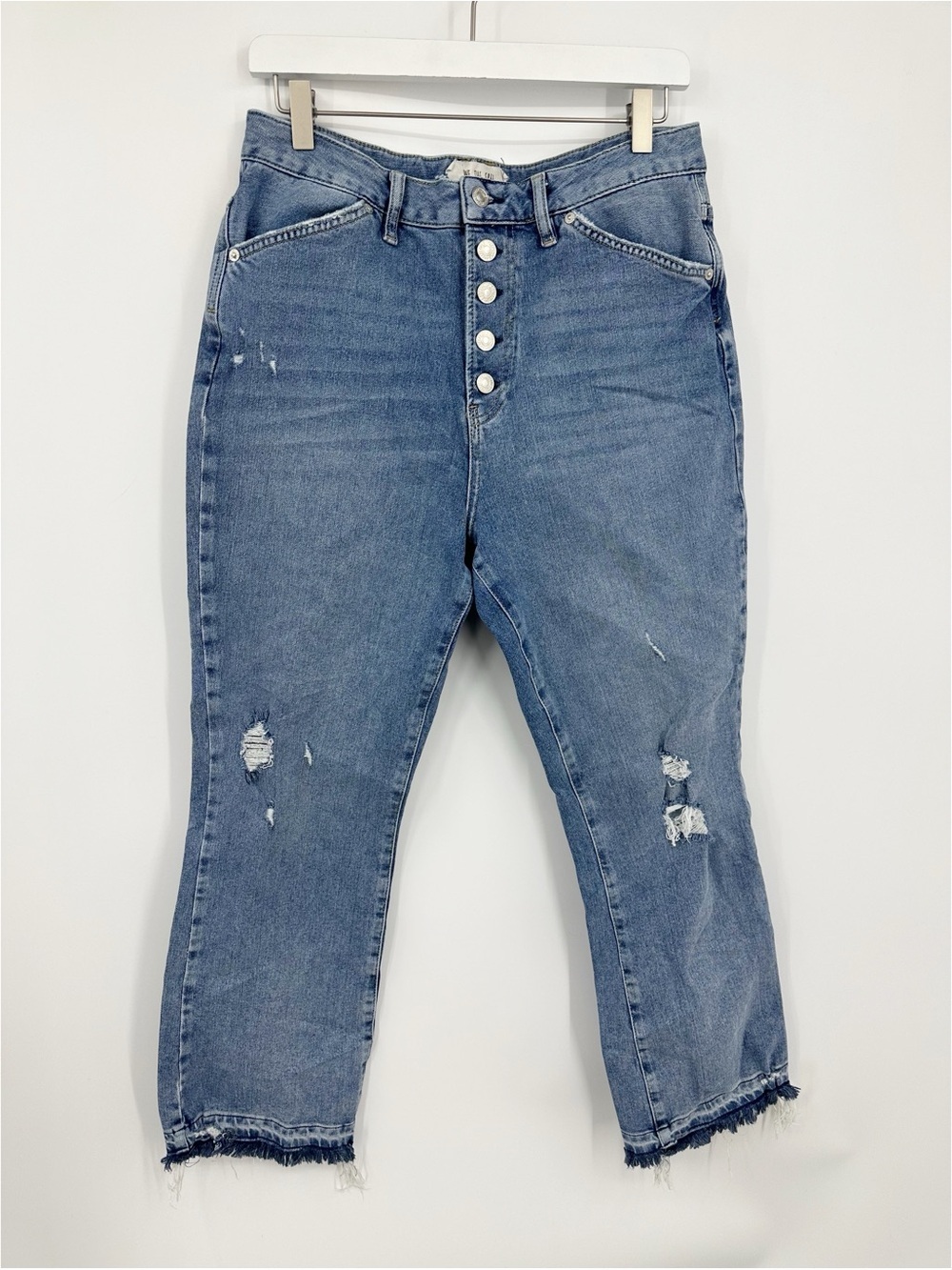 Free People Button Fly High Rise Distressed Jeans Size 31 Boho